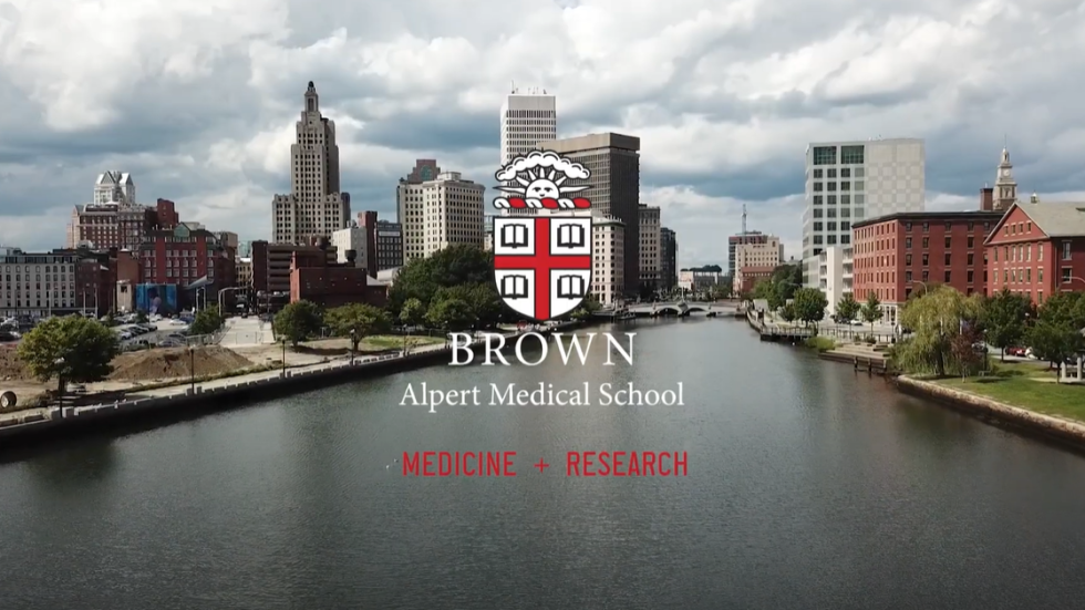 Providence skyline with Brown medical school logo